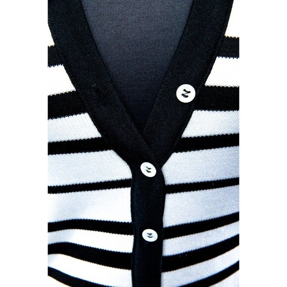 Vintage Women's Cardigan Ann Klein Saks Fifth Avenue Cardigan L Black & White - Picture 2 of 6